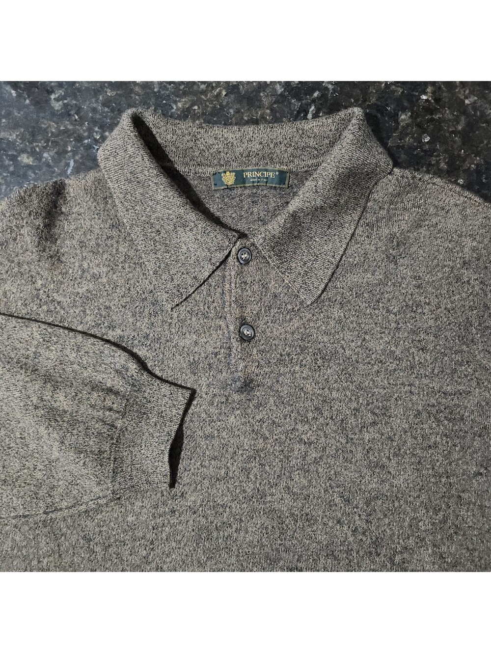 Principes Italy Speckled Knit Polo Sweater Outdoor Preppy Classic Grunge Money